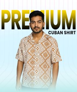 Terracotta Geometric Print Cuban Shirt